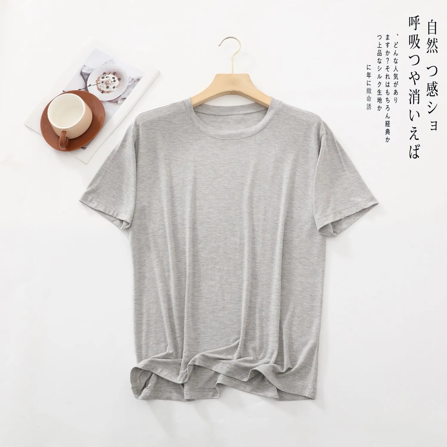 INSTOCK- Men's short-sleeved modal round neck loose T-shirt