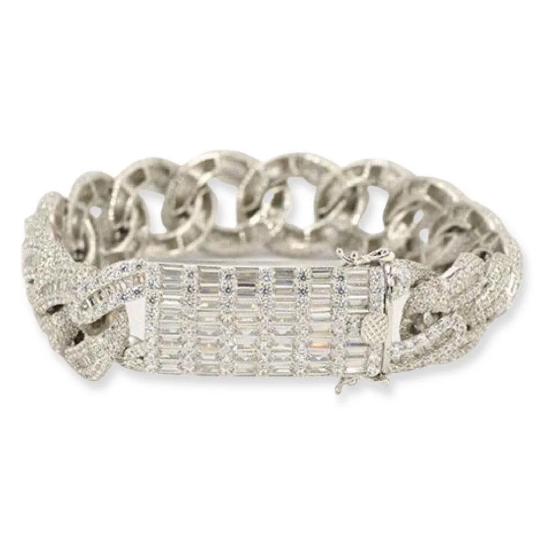 JDB1012 - Silver Baguette Cuban Bracelet