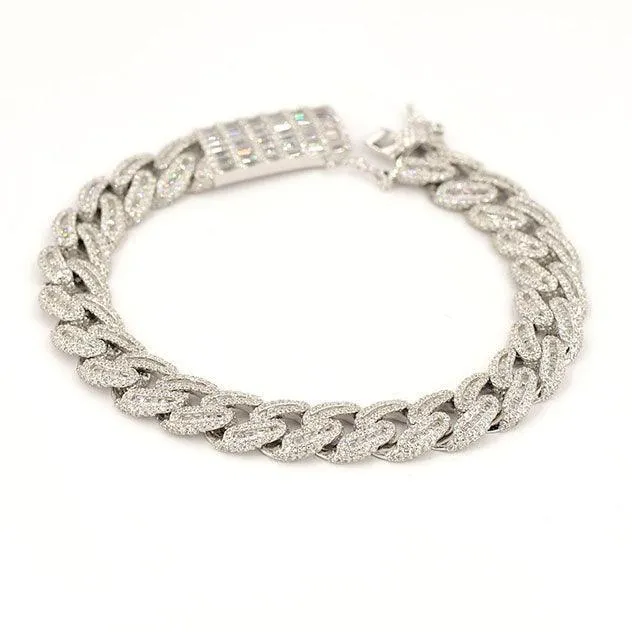 JDB1012 - Silver Baguette Cuban Bracelet