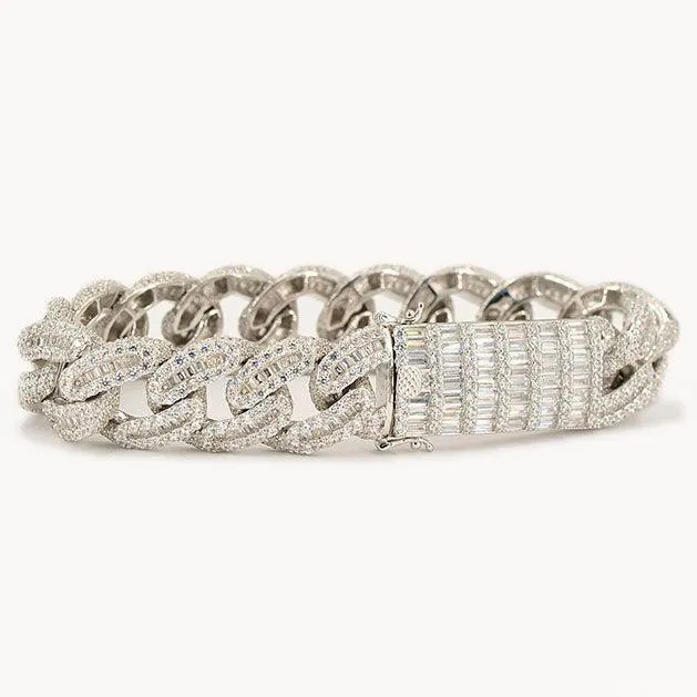 JDB1012 - Silver Baguette Cuban Bracelet