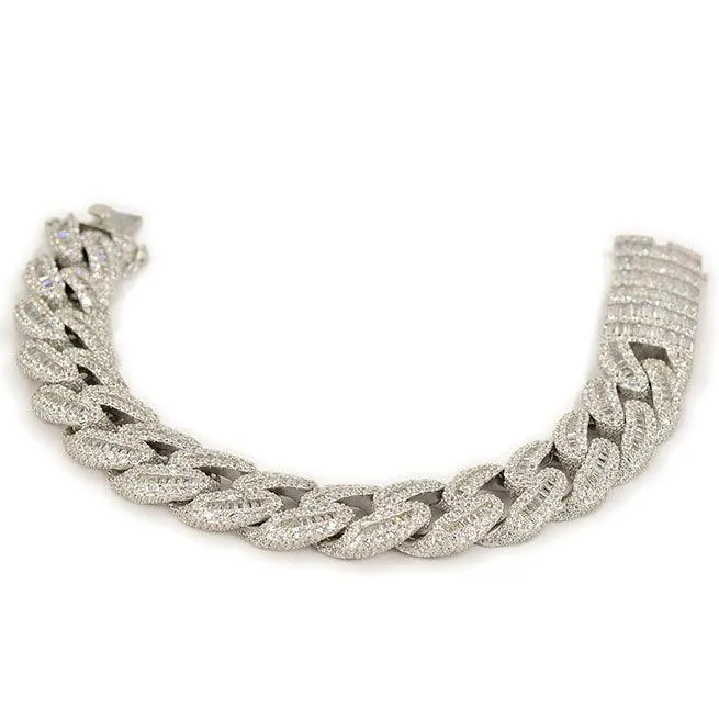 JDB1012 - Silver Baguette Cuban Bracelet