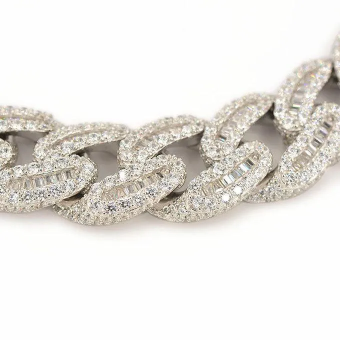JDB1012 - Silver Baguette Cuban Bracelet