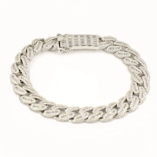 JDB1012 - Silver Baguette Cuban Bracelet