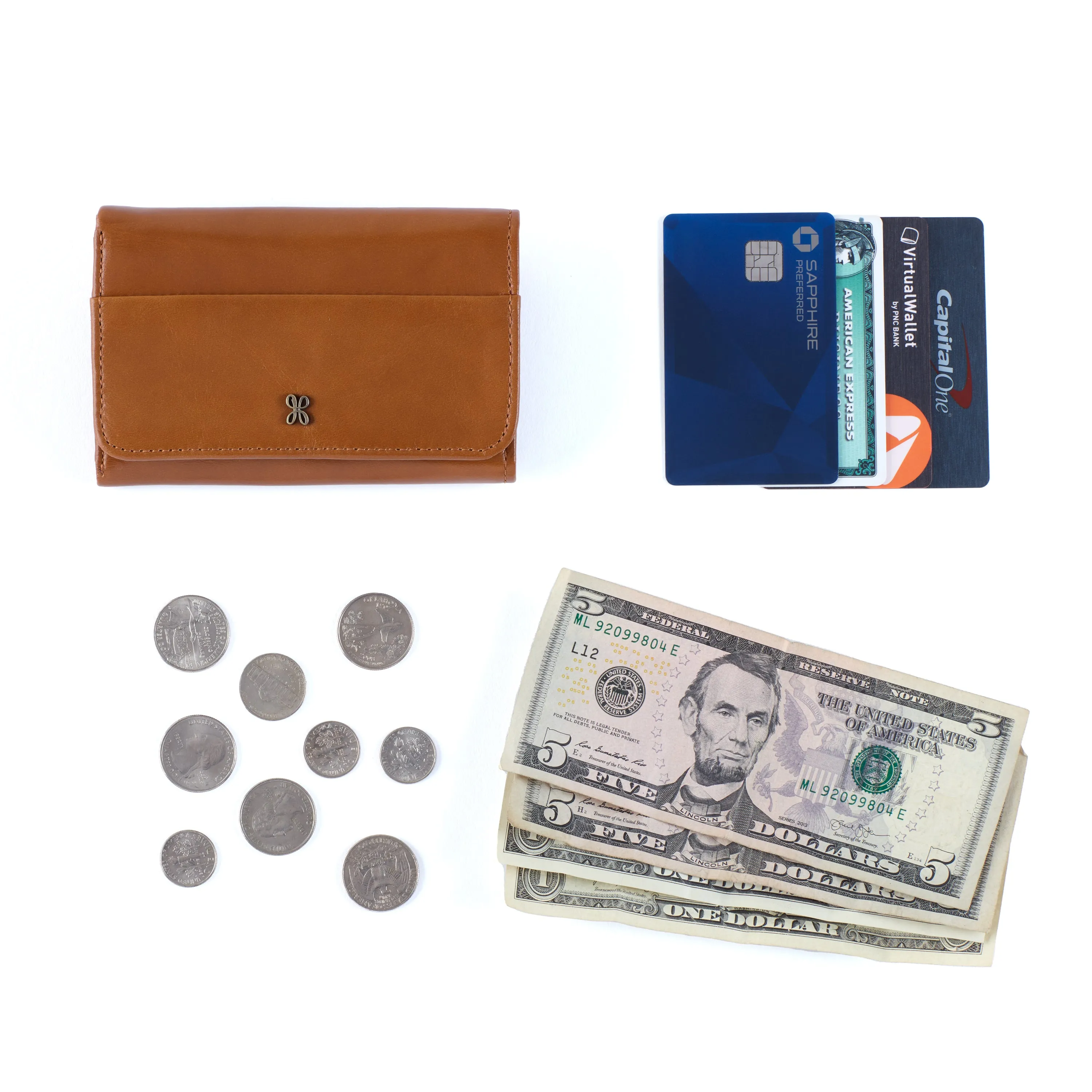 Jill Trifold Wallet In Polished Leather - Natural