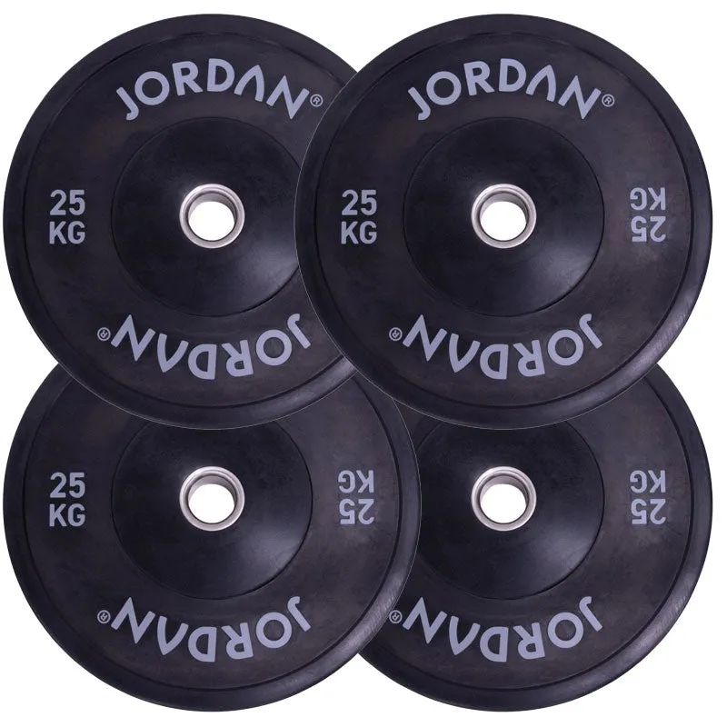 Jordan Fitness Black Bumper Plates 25kg | Bundle of 4