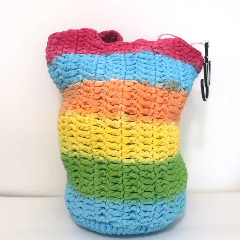 JW Anderson Rainbow Striped Knitted Shopper Tote
