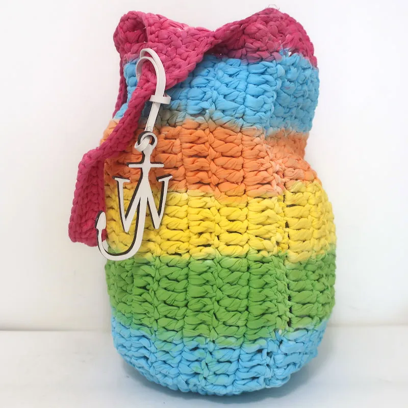 JW Anderson Rainbow Striped Knitted Shopper Tote