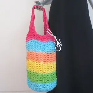 JW Anderson Rainbow Striped Knitted Shopper Tote