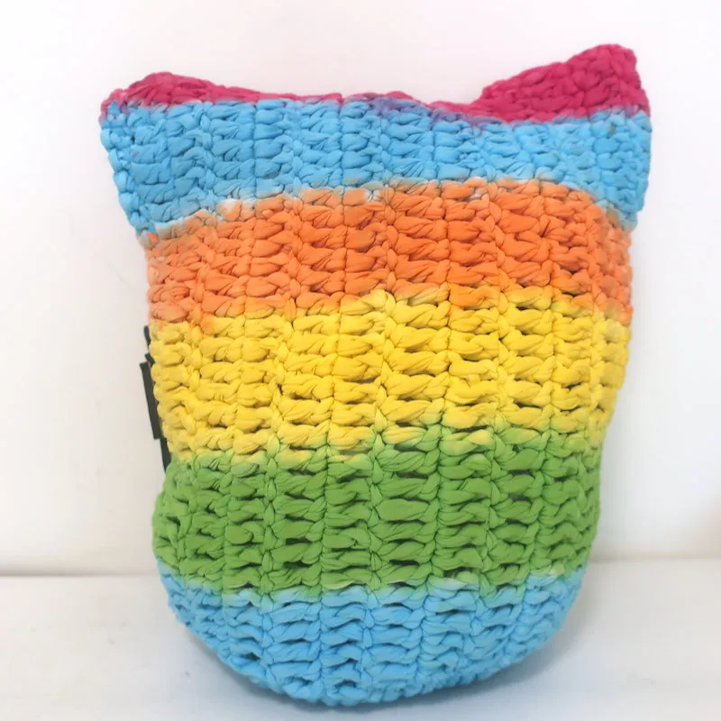 JW Anderson Rainbow Striped Knitted Shopper Tote