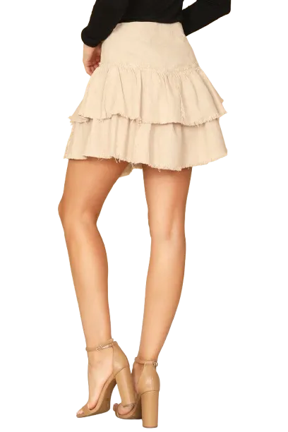 Khaki Layered Hem Skirt - Pack of 5