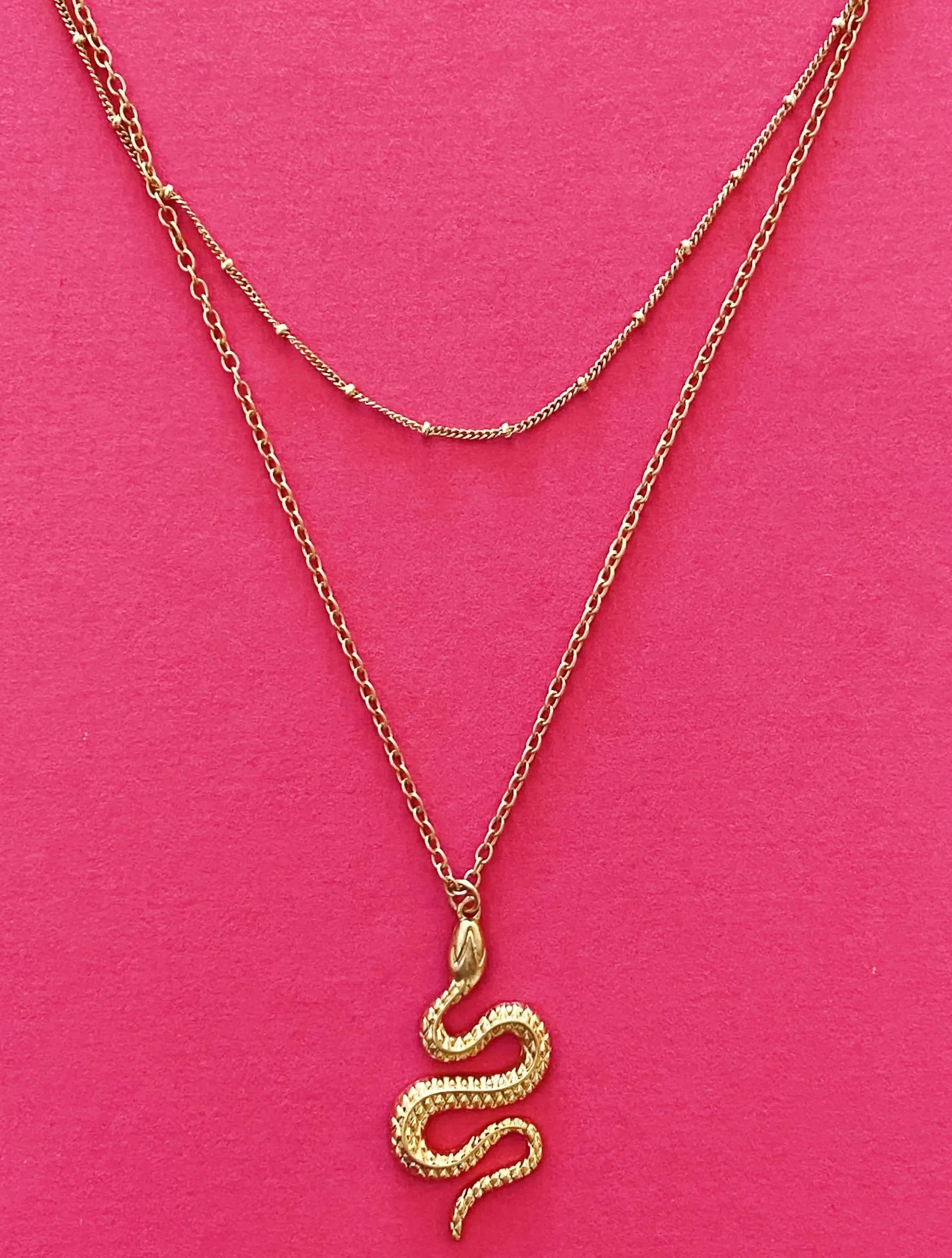 Layered Gold Serpent Necklace
