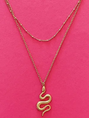 Layered Gold Serpent Necklace