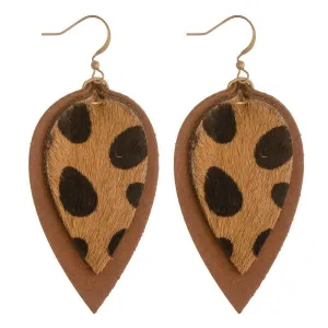 Layered leather cheetah print Earrings