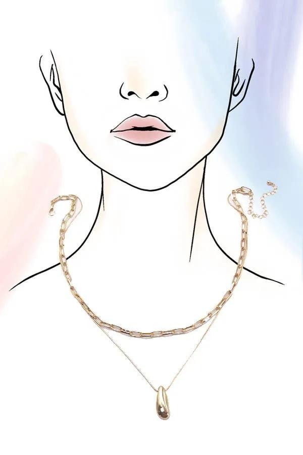 Layered Pebble Bean Charm Necklace