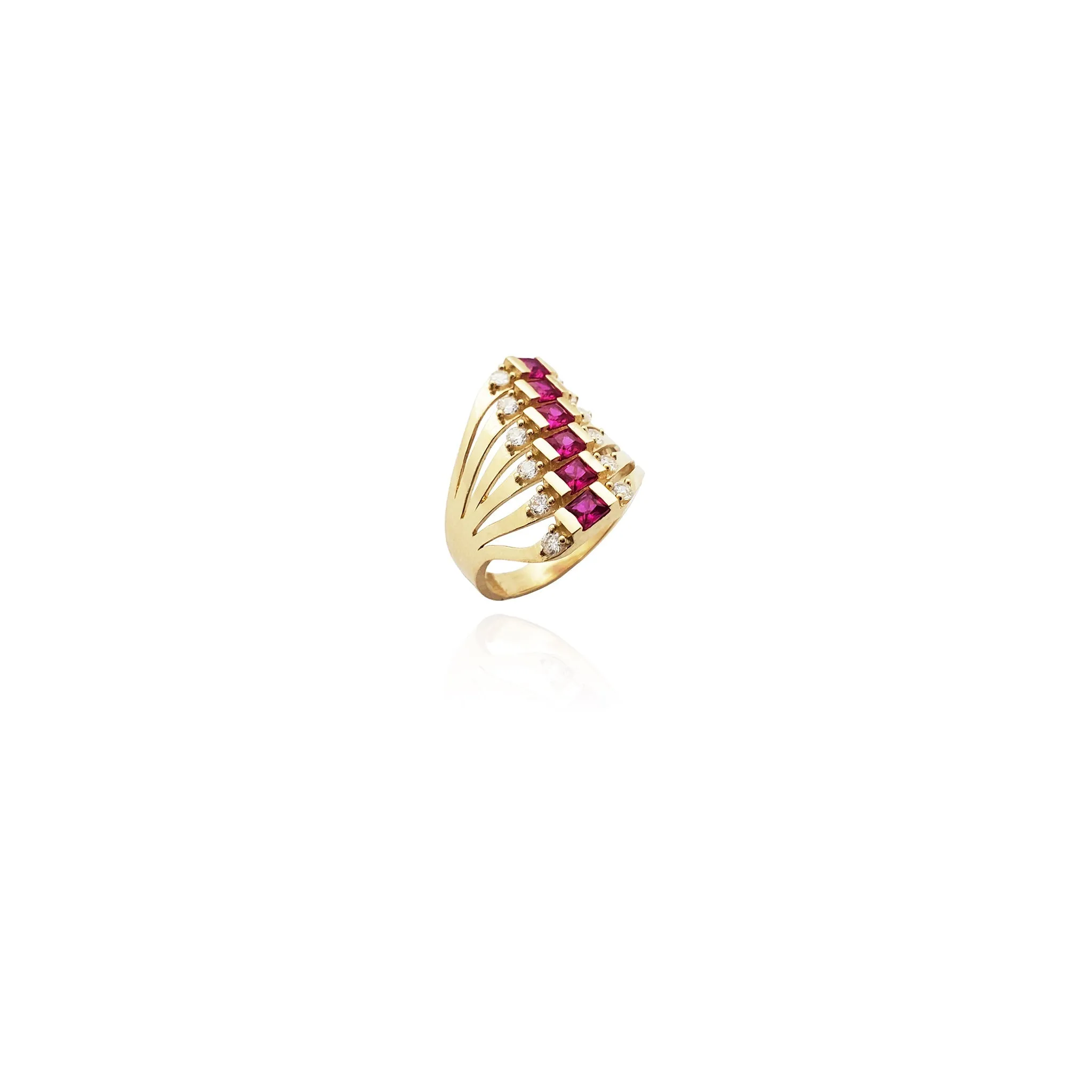 Layered Red Stone Gypsy Ring (14K)