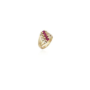 Layered Red Stone Gypsy Ring (14K)