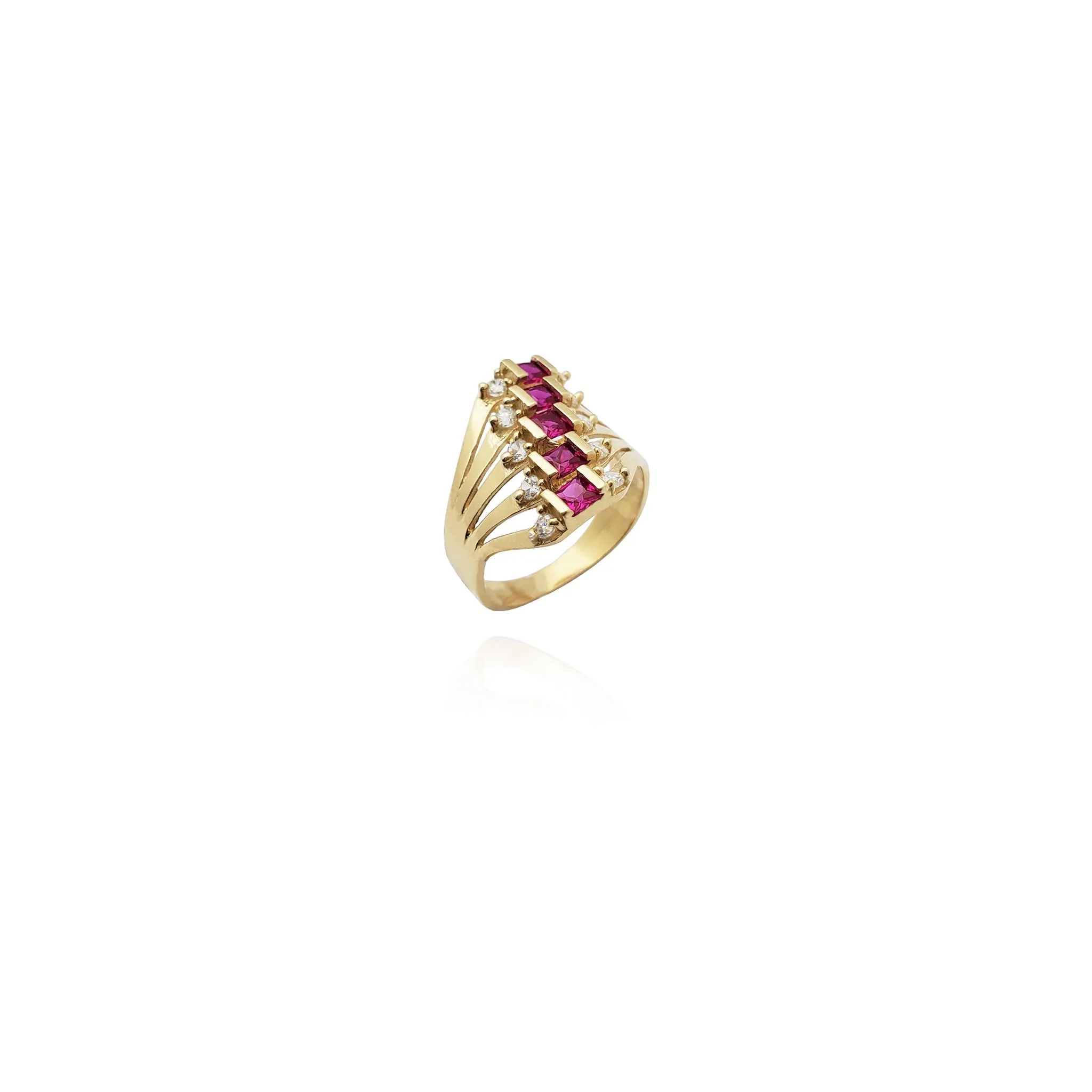 Layered Red Stone Gypsy Ring (14K)