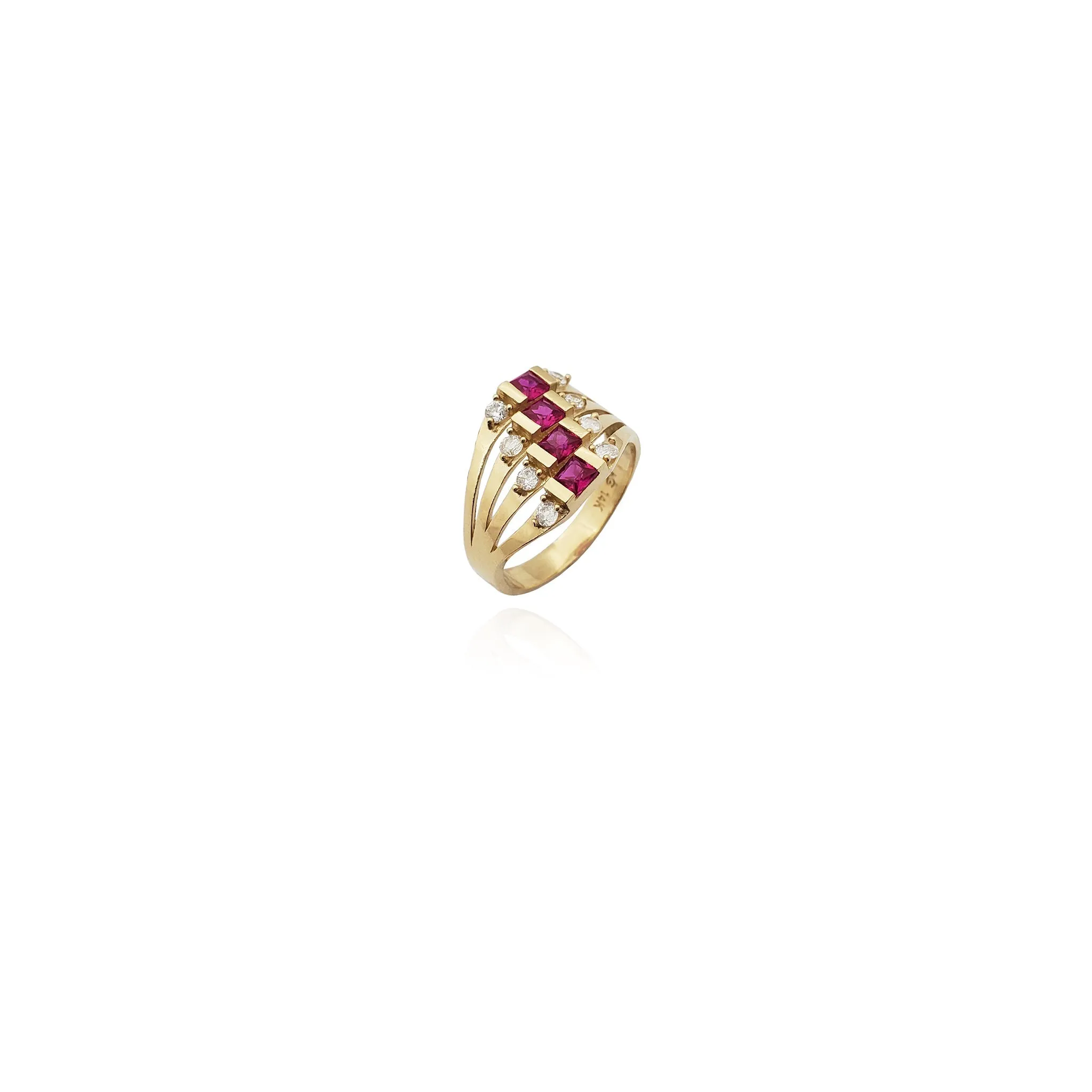 Layered Red Stone Gypsy Ring (14K)