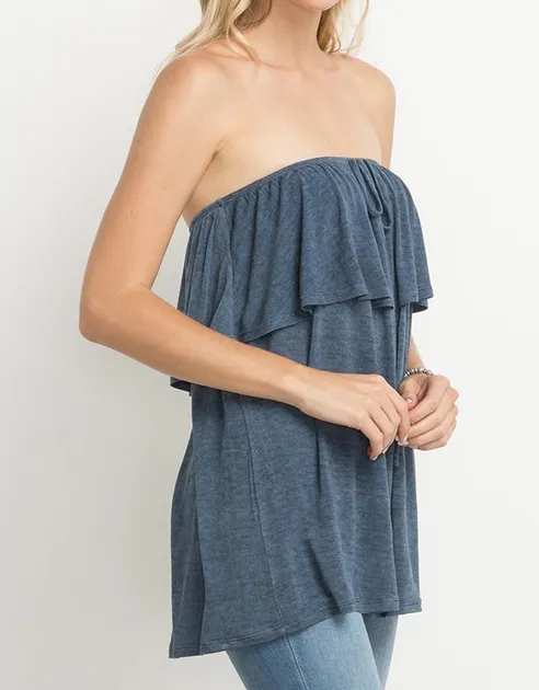LAYERED STRAPLESS SHEER TOP