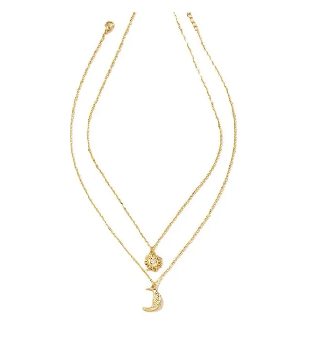 Layered Sun & Moon Necklace