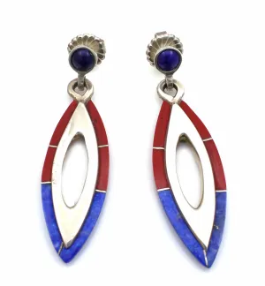 Long Double “V” Edge Inlay Earrings