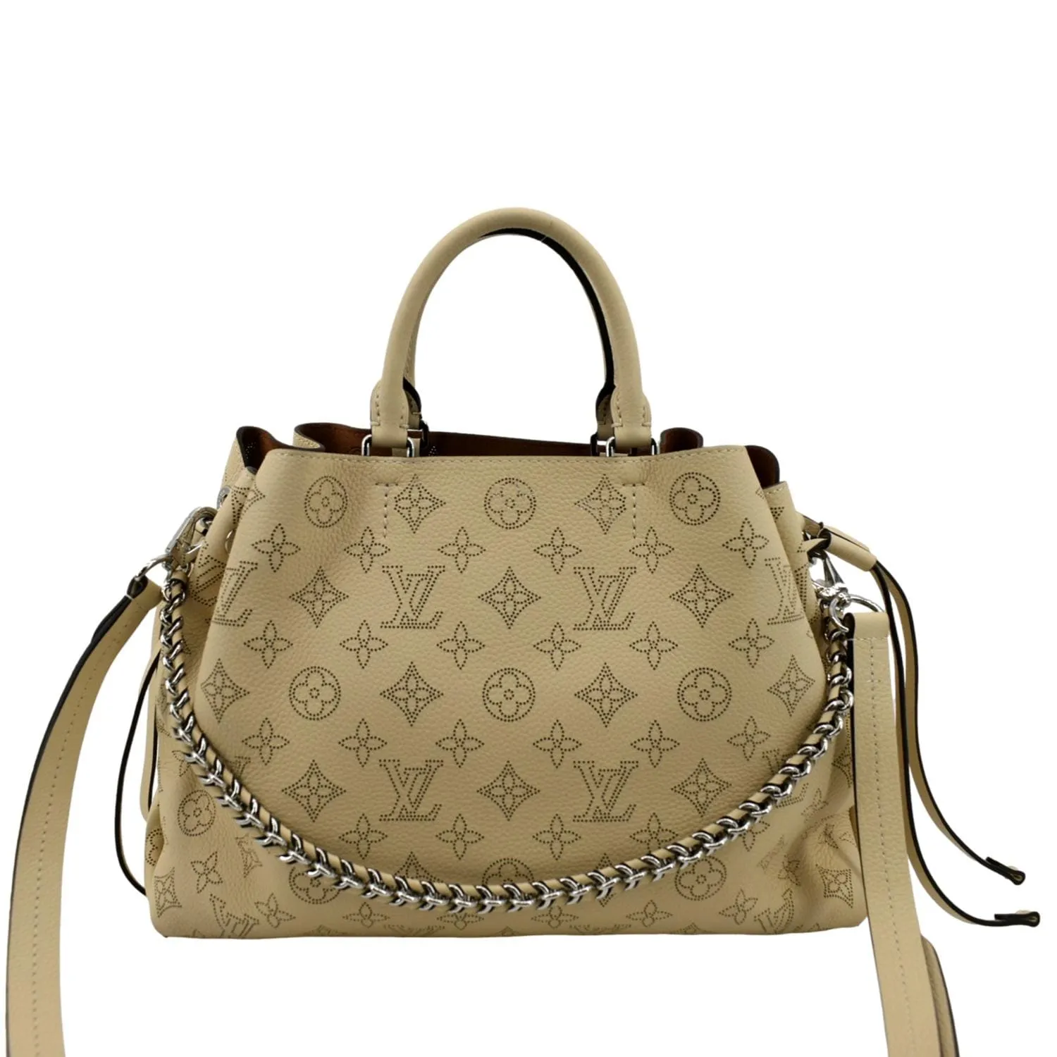 LOUIS VUITTON Bella Mahina Calf Leather Tote Shoulder Bag Cream