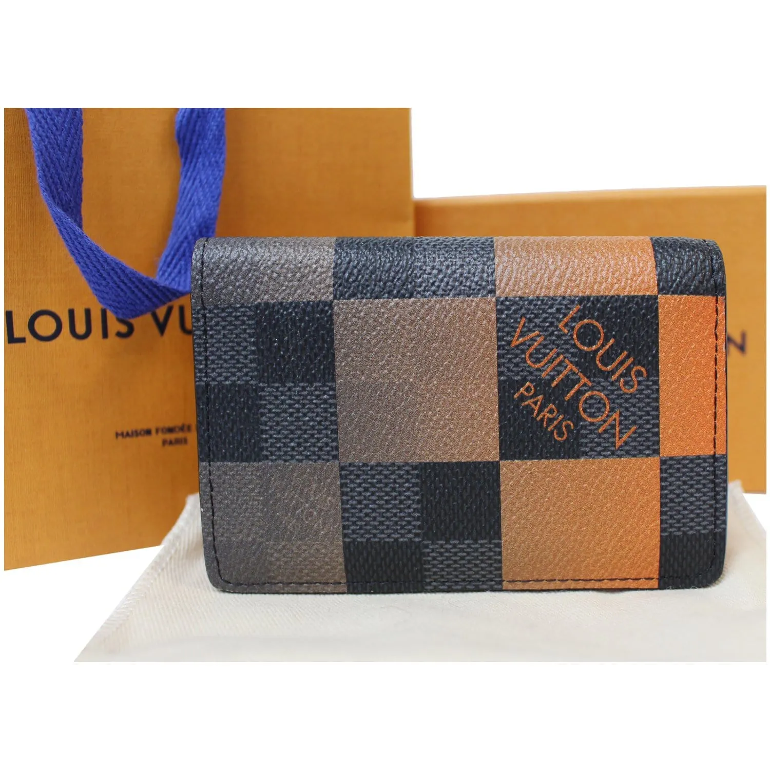 LOUIS VUITTON Damier Graphite Giant Pocket Organizer Wallet Orange - 10% OFF