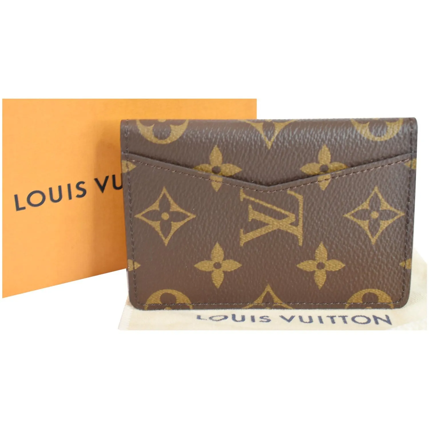 LOUIS VUITTON Pocket Organizer Monogram Canvas Wallet Brown