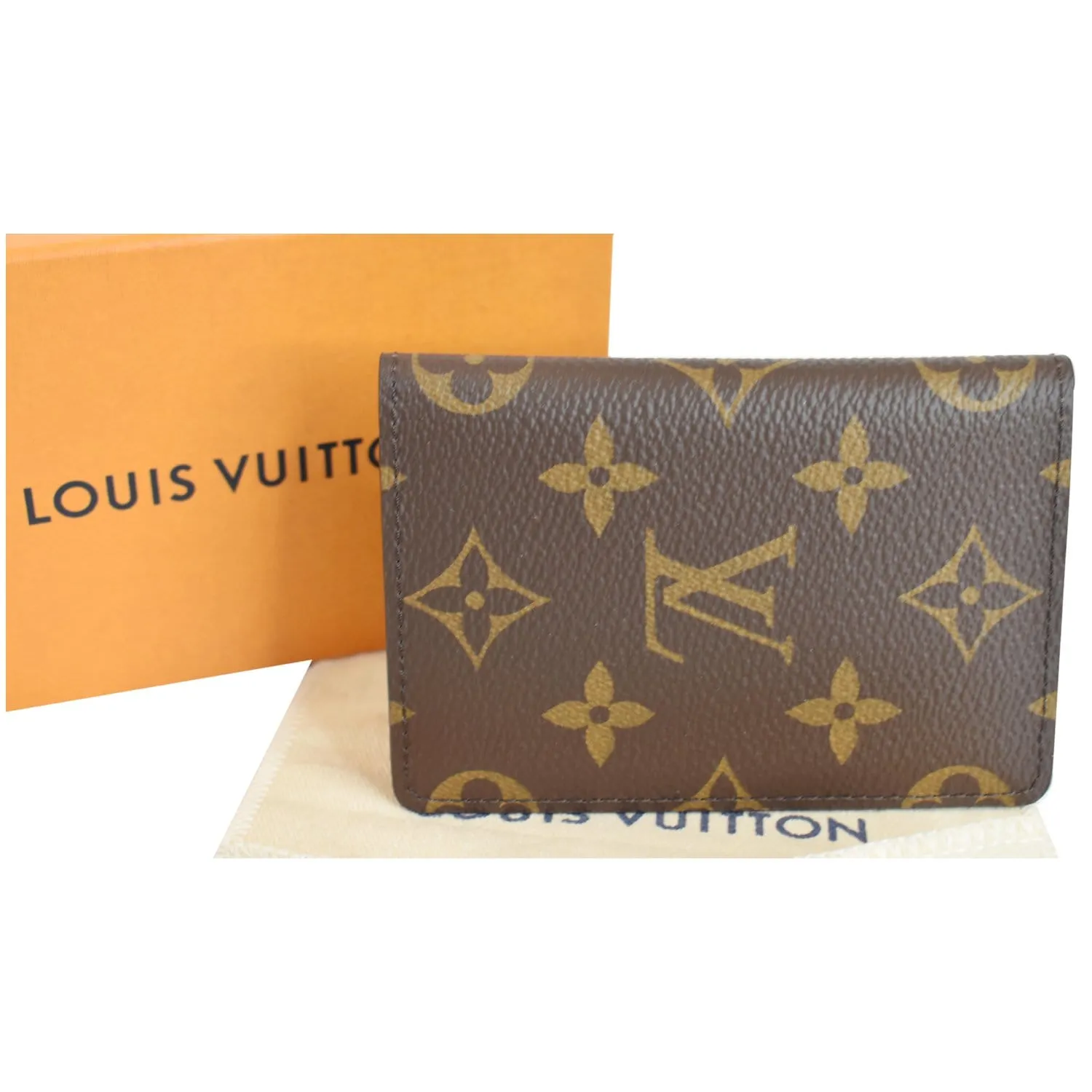 LOUIS VUITTON Pocket Organizer Monogram Canvas Wallet Brown