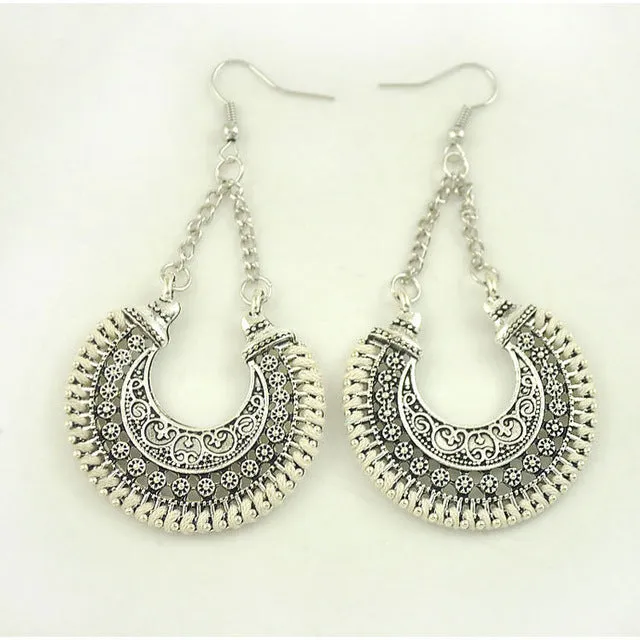 LOVBEAFAS 2018 Fashion Boho Drop Earrings For Women Jewelry Vintage Silver Long Earrings Bohemian Rope Wrap Earrings bijoux