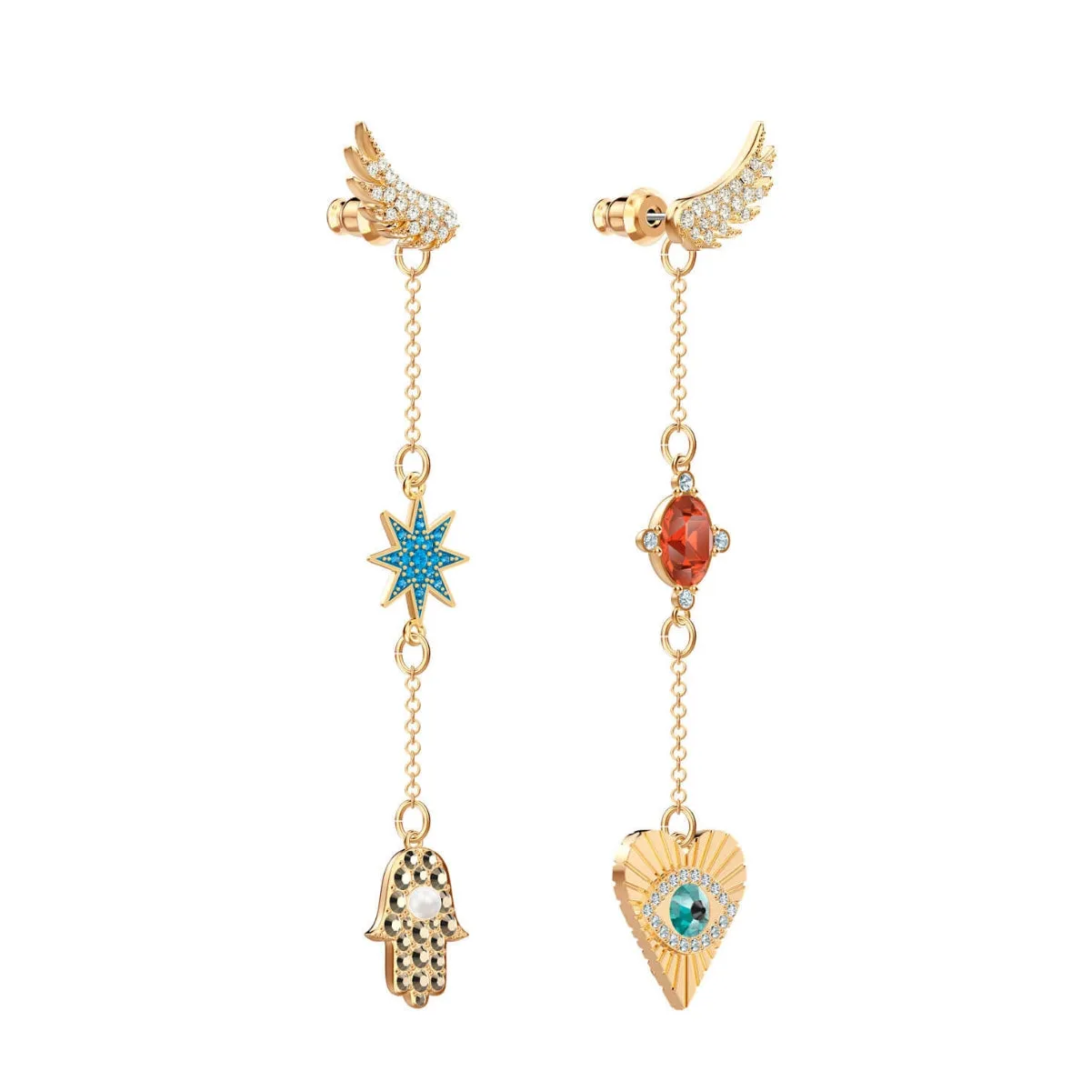Lucky Goddess Lucky Talisman Symbols Multi-Colored Gold Plating Pierced Earrings