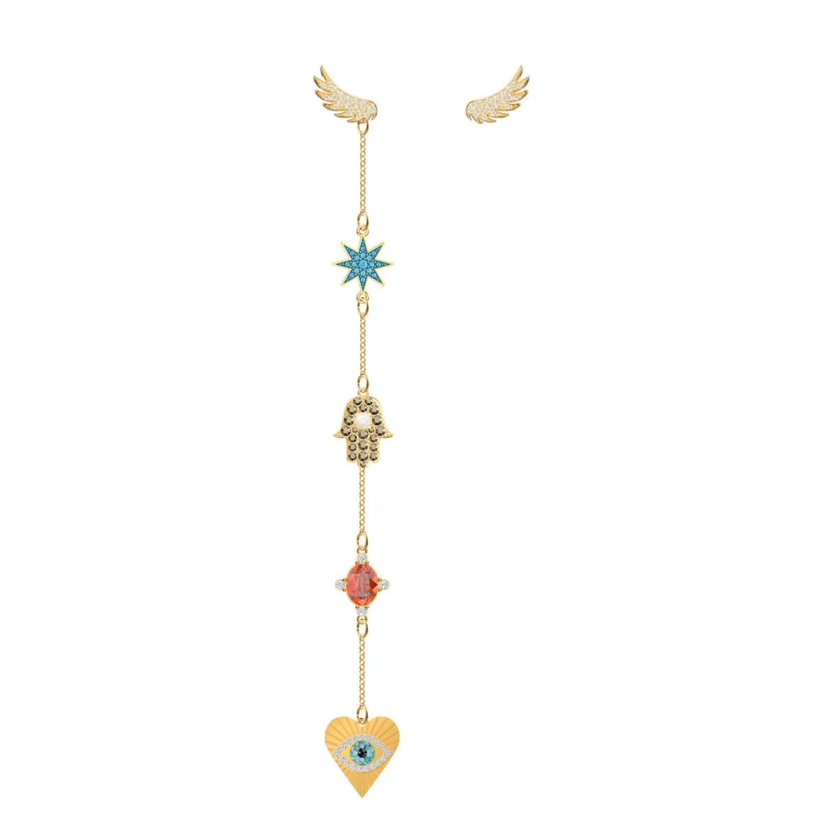 Lucky Goddess Lucky Talisman Symbols Multi-Colored Gold Plating Pierced Earrings