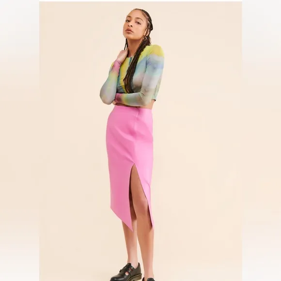 Maeve Faux Leather Midi Skirt