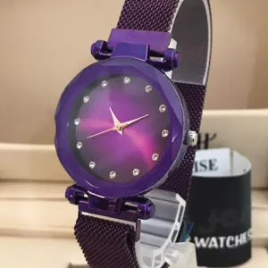 Magnet Chain Elegant Women Wrist Watch Purple