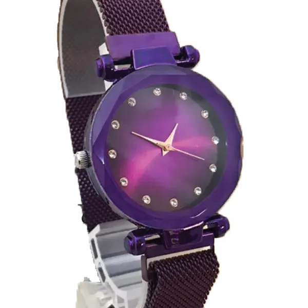 Magnet Chain Elegant Women Wrist Watch Purple
