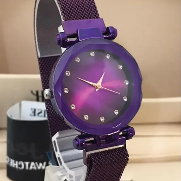 Magnet Chain Elegant Women Wrist Watch Purple