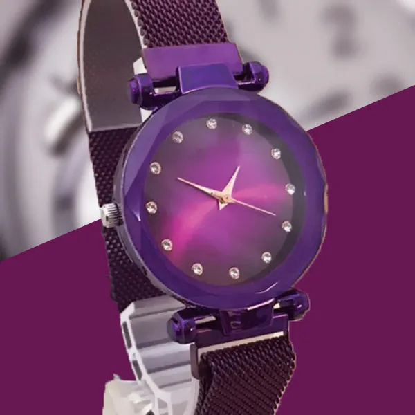 Magnet Chain Elegant Women Wrist Watch Purple