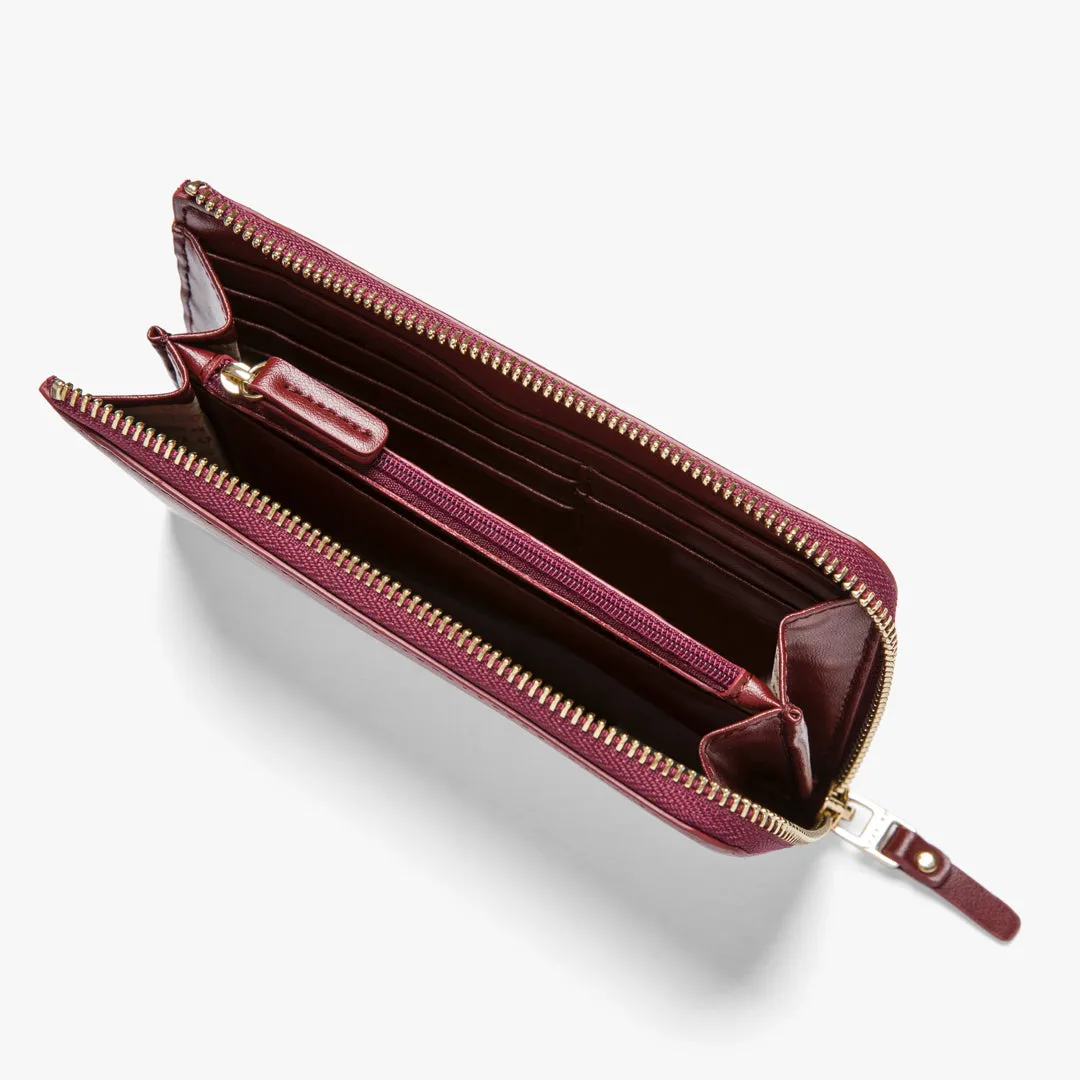 Magnolia Leather Wallet - Cactus Leather - Burgundy / Gold / Camel