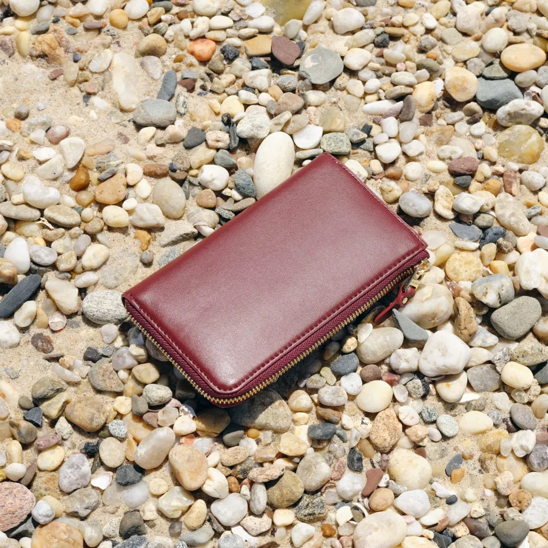 Magnolia Leather Wallet - Cactus Leather - Burgundy / Gold / Camel