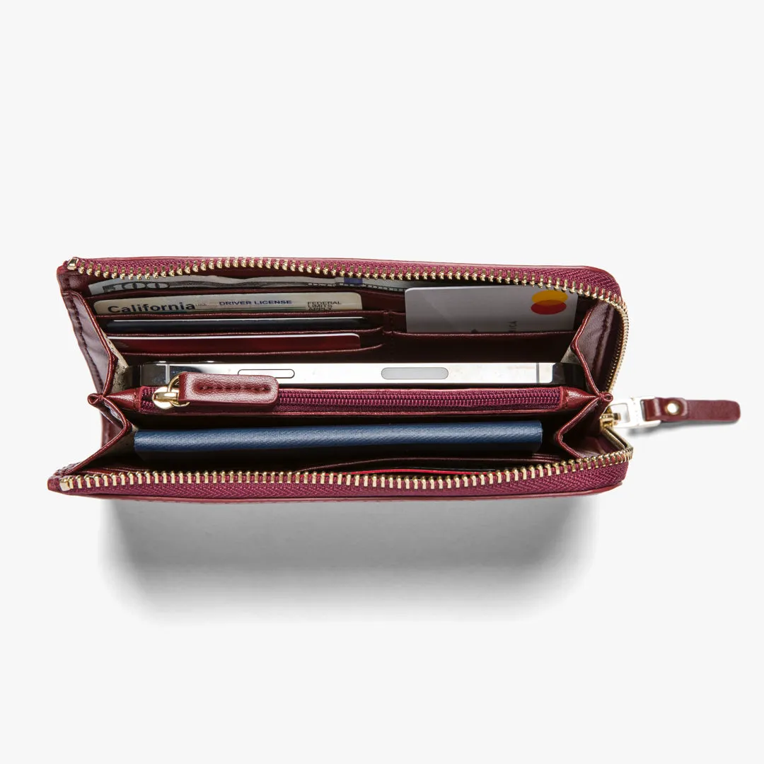 Magnolia Leather Wallet - Cactus Leather - Burgundy / Gold / Camel