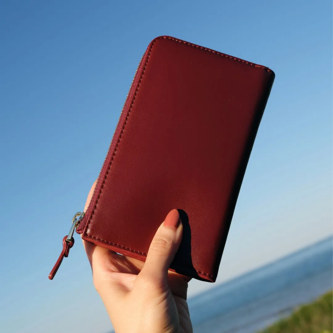 Magnolia Leather Wallet - Cactus Leather - Burgundy / Gold / Camel