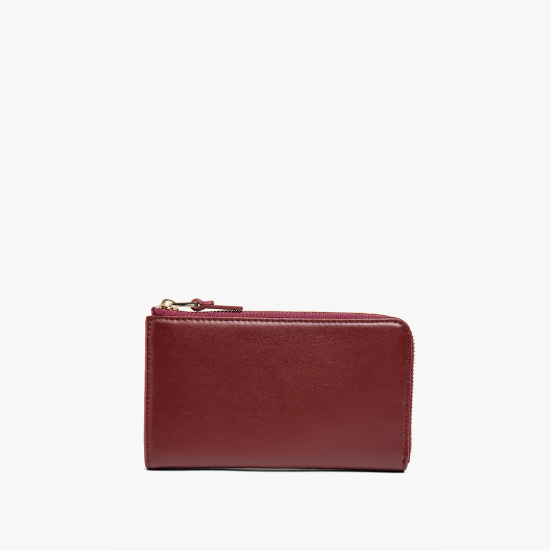 Magnolia Leather Wallet - Cactus Leather - Burgundy / Gold / Camel