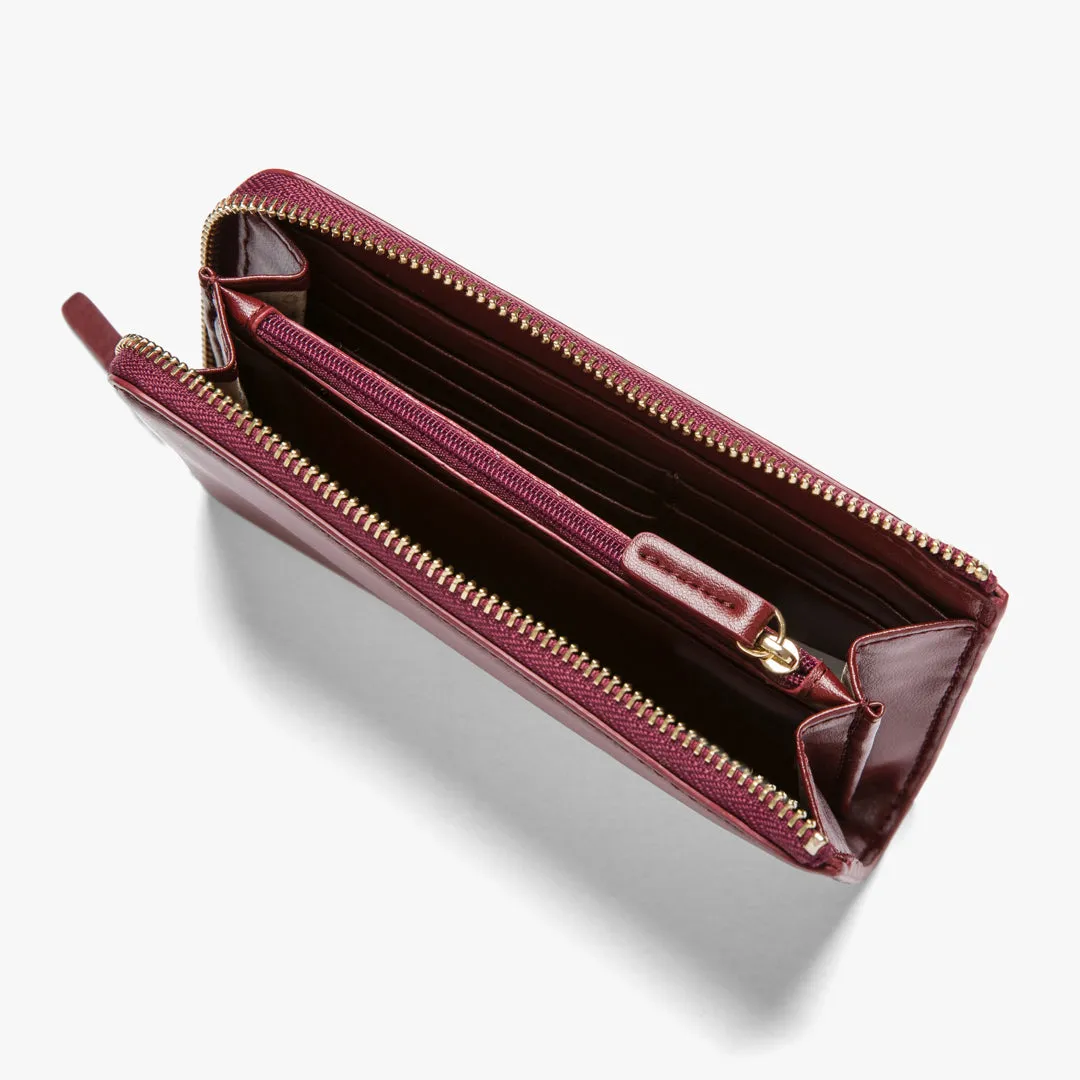 Magnolia Leather Wallet - Cactus Leather - Burgundy / Gold / Camel
