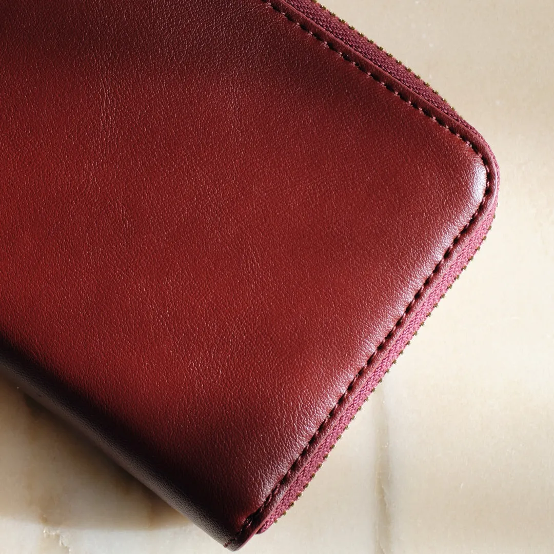 Magnolia Leather Wallet - Cactus Leather - Burgundy / Gold / Camel