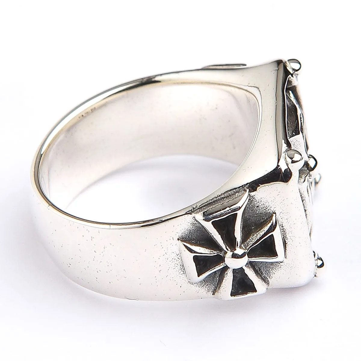 Maltese Cross Sterling Silver Biker Ring