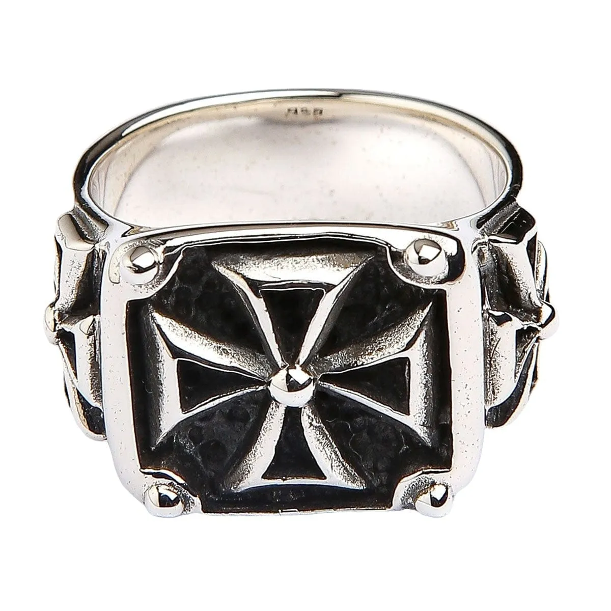 Maltese Cross Sterling Silver Biker Ring