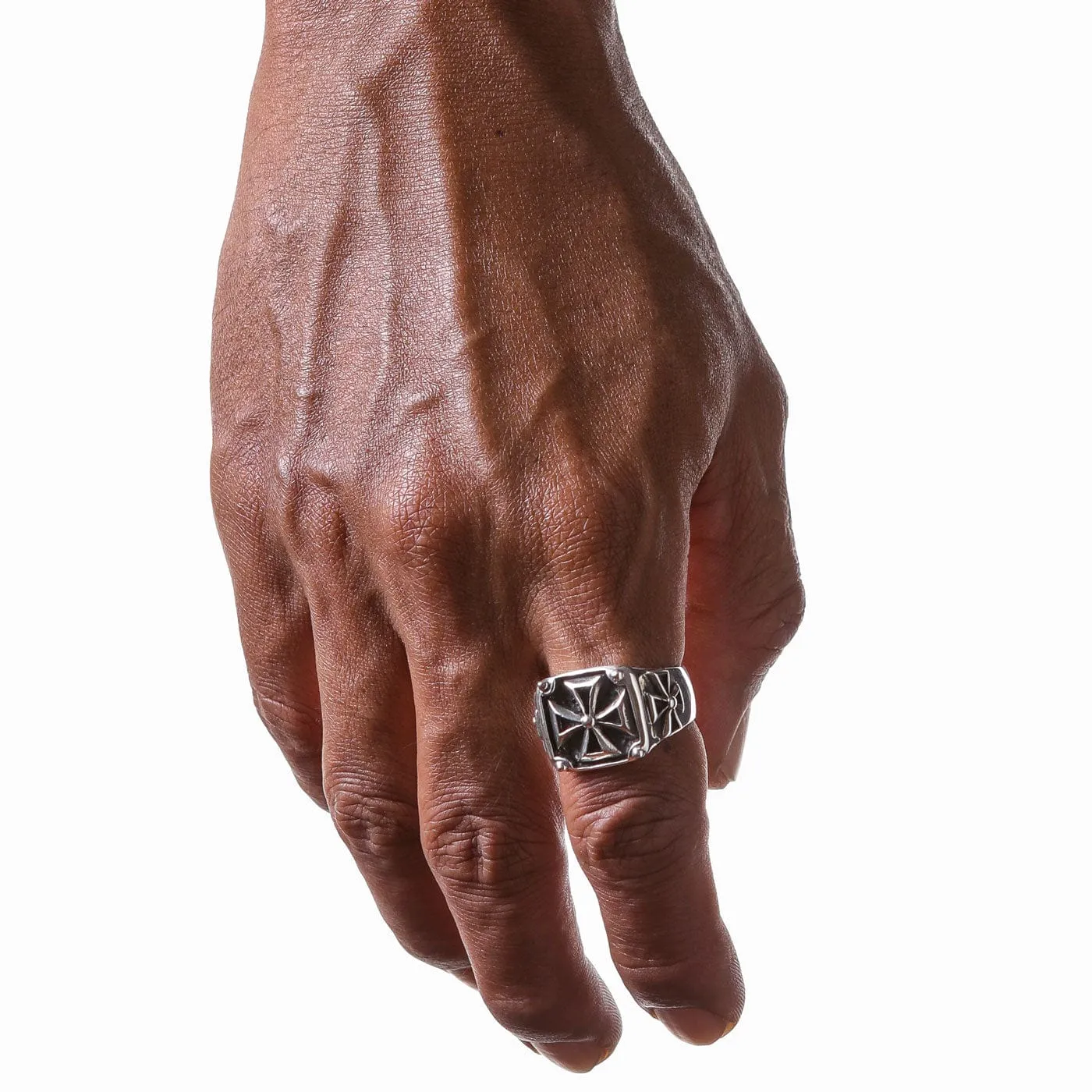 Maltese Cross Sterling Silver Biker Ring