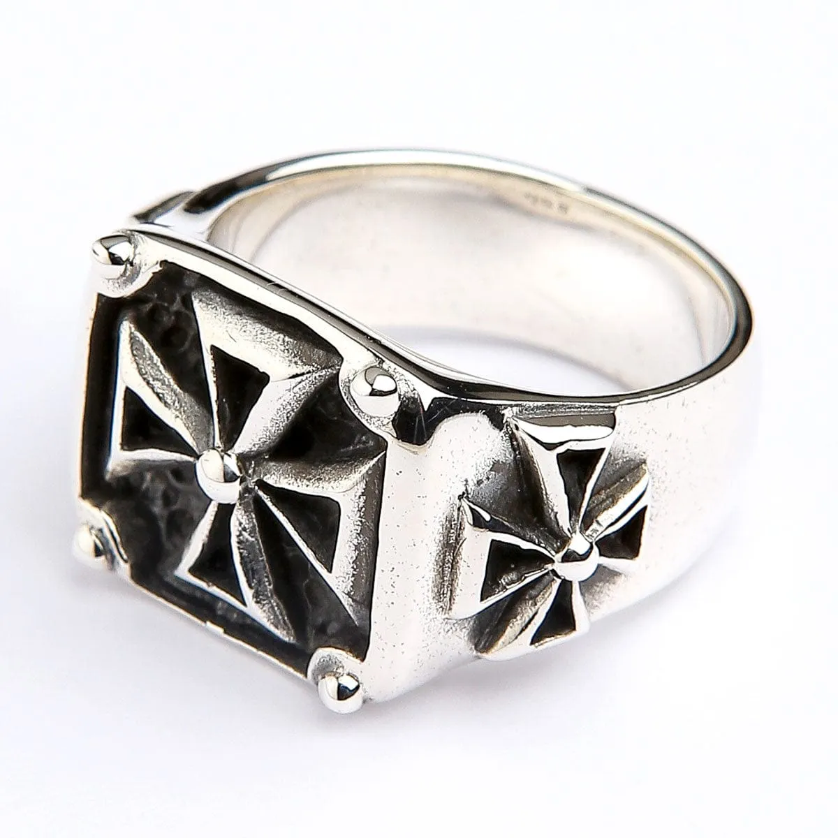 Maltese Cross Sterling Silver Biker Ring