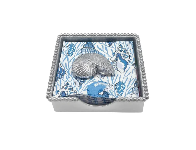 Mariposa Nautilus Shell Beaded Napkin Box Set