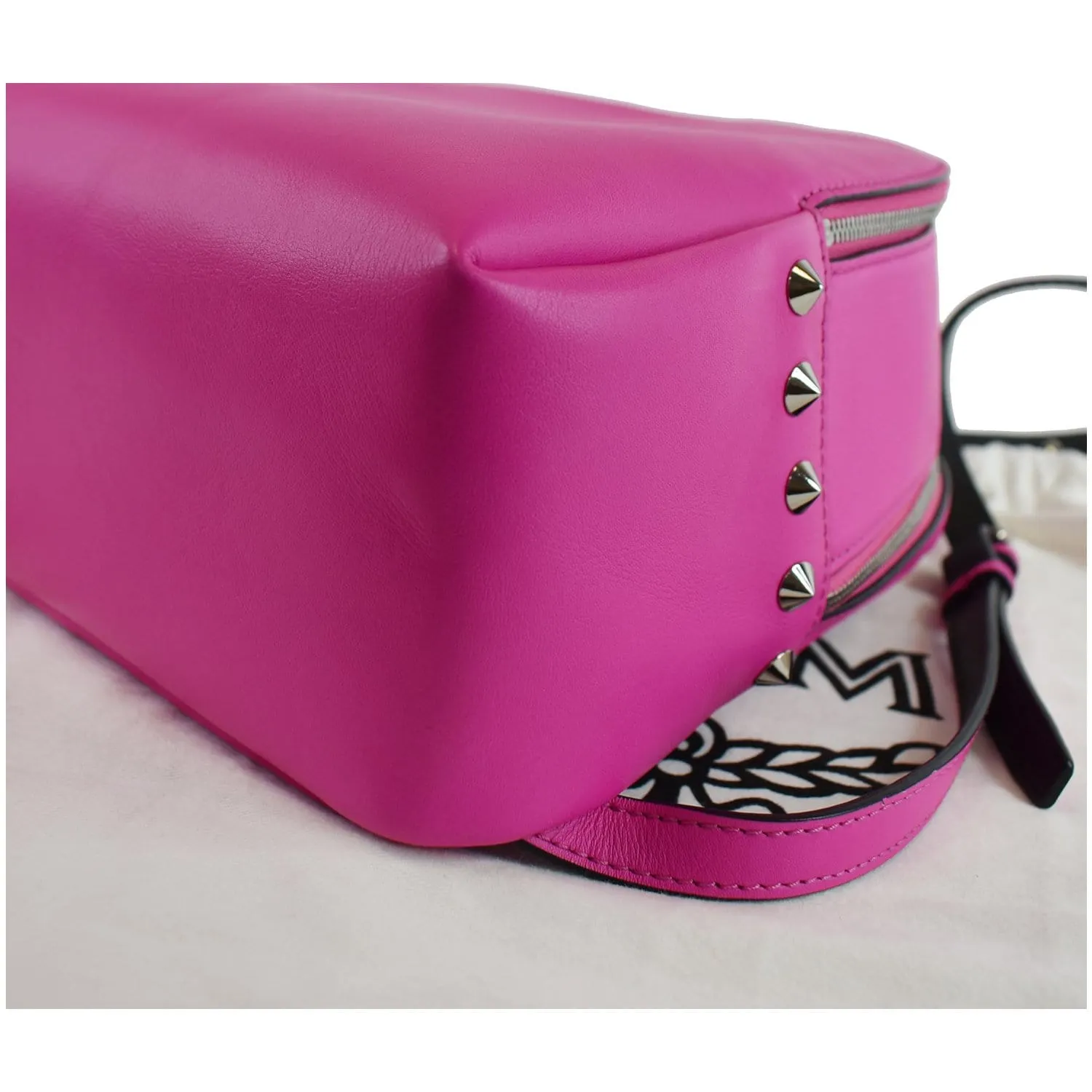 MCM Mini Duchess Polke Studs Calfskin Leather Backpack Electric Pink